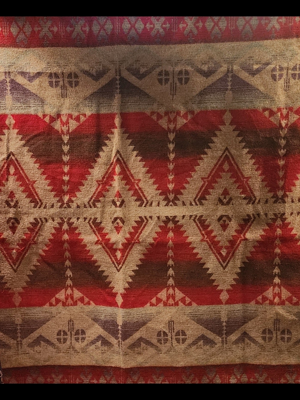 Woolrich  Wool Throw With Southwestern Purple and Red Accents